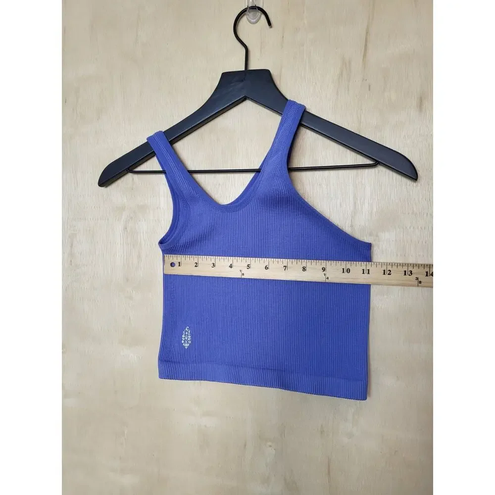 Size:XS/S Free People Movement Periwinkle Ribbed Crop Tank Top - Picture 2 of 6